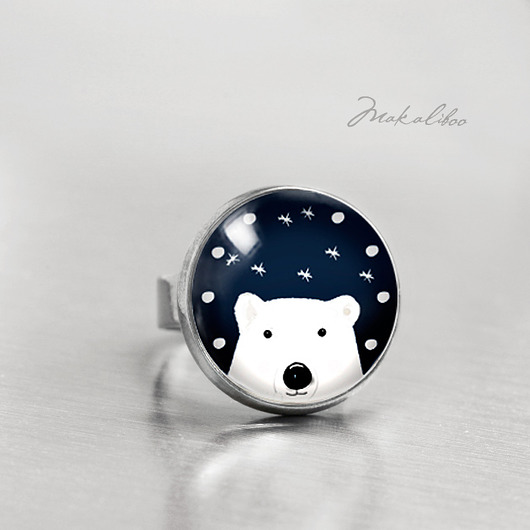 pierścionki srebrne Miś Polarny - simple ring