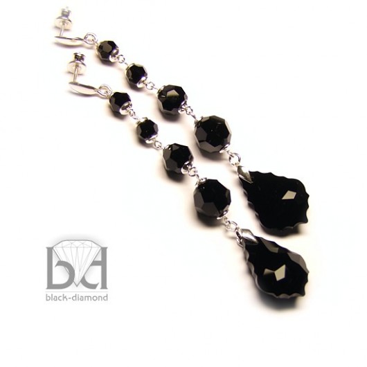 Długie - Czarne kryształ Swarovski Black Diamond