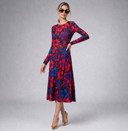 sukienki midi damskie Sukienka basic - Sara Flower Power