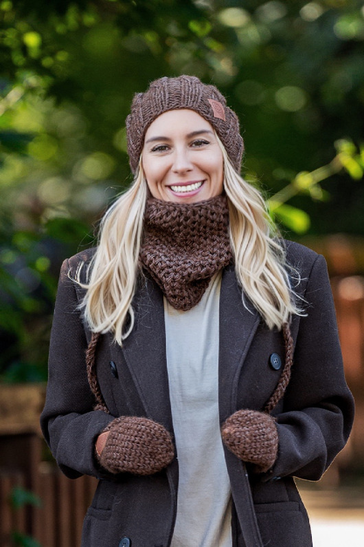 szale damskie Mały komin MERINO Brązowy