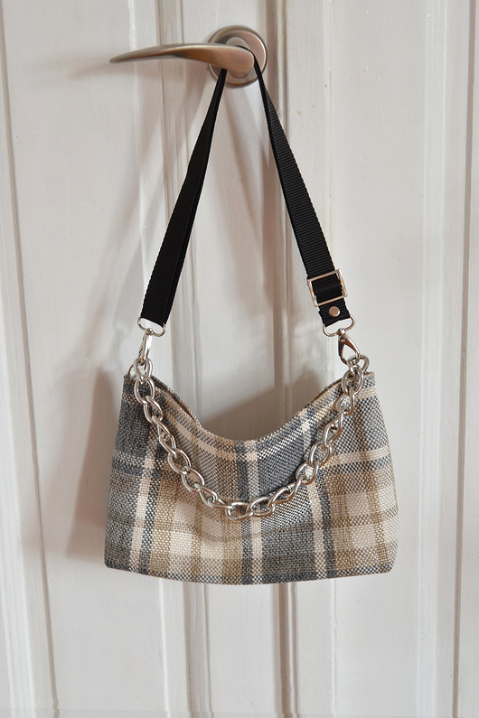 torby na ramię Lniana torebka w kratę