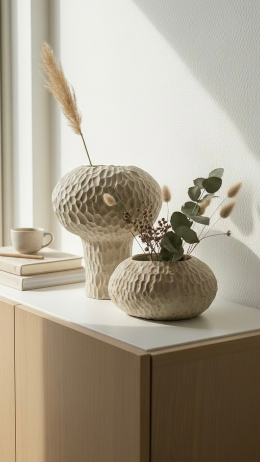 wazony Rzeźbiony Wazon Ceramiczny, Rzeźba Ceramiczna, Ceramika Wabi Sabi Handmade