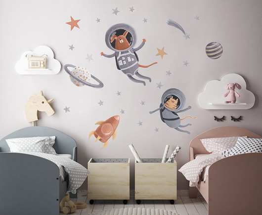naklejki ścienne do pokoju dziecka Naklejki ASTRO kot i pies