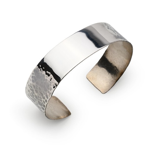 biżuteria męska Męska bransoletka typu cuff (mankietowa)  szeroka, kuta, doginana ze srebra 925