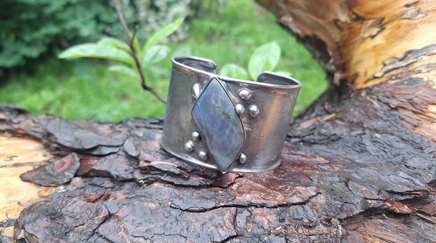 bransoletki wire wrapping Szara chmura - bransoletka regulowana