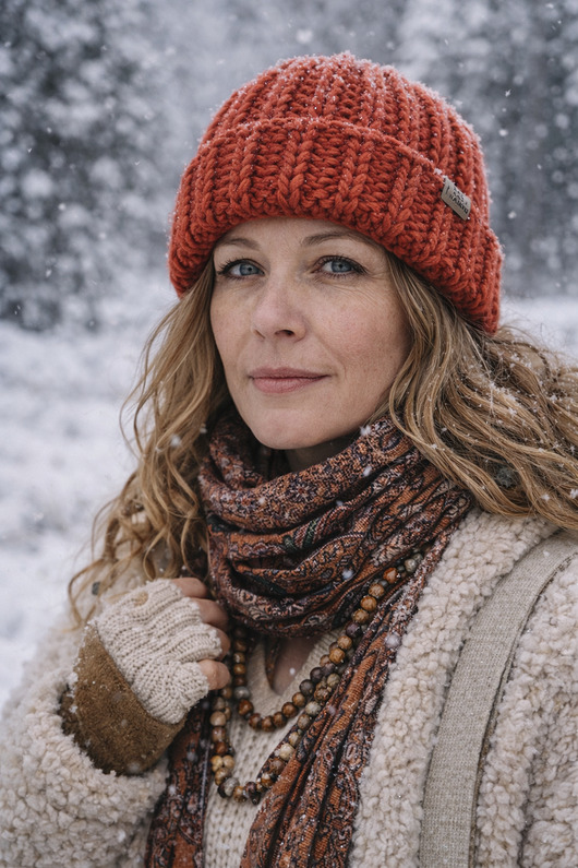 czapki damskie Czapka wełniana pomarańczowa