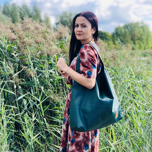 torby na ramię Duża torba worek ze skóry ekologicznej  "Mili Chic MC7" - zielona