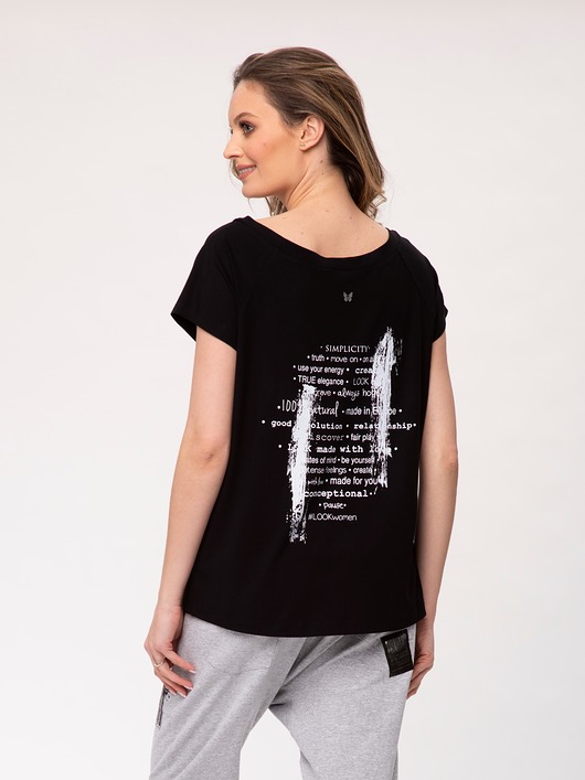t-shirt damskie T-shirt z nadrukiem Film Look 830 czarny