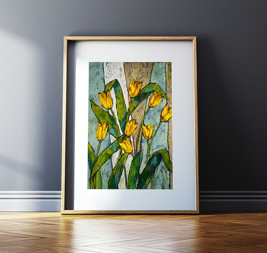 grafiki i ilustracje Żółte tulipany - rysunek B2 unikat