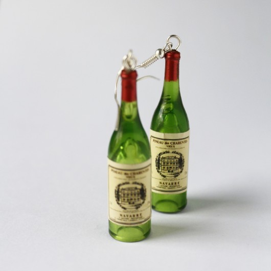 Butelki wina kolczyki na prezent Lemon Lovely