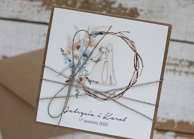 kartki scrapbooking Stylowa kartka ślubna z kopertą