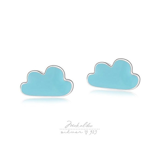 kolczyki szklane Little Clouds - błękitne chmurki