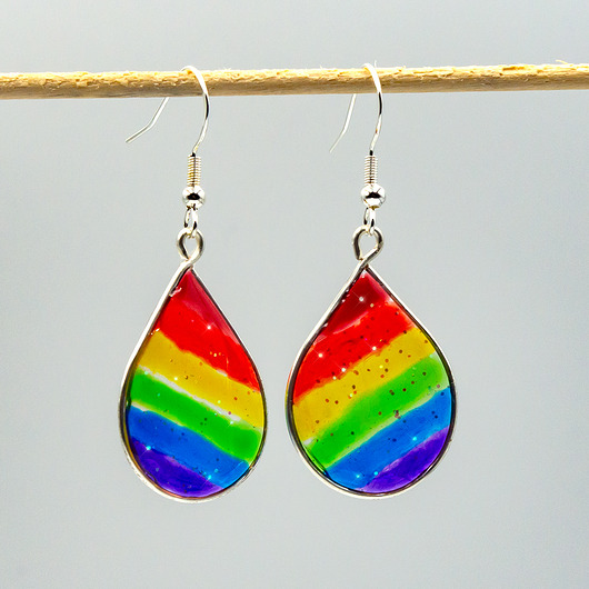 kolczyki z żywicy Kolczyki tęczowe pride z żywicy 004