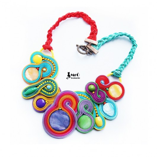 Bajkowy naszyjnik sutasz z żółtym wężykiem Mró Soutache