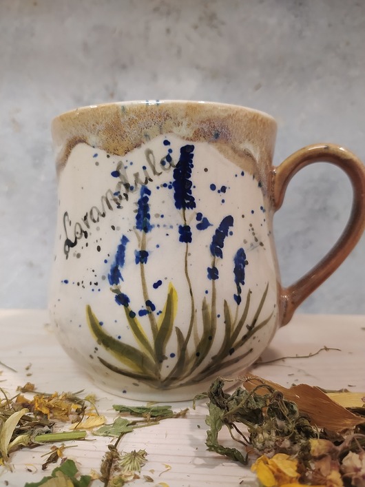 kubki Kubek ceramiczny Zielnik- Lawenda , ręcznie malowany
