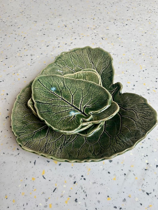 patery i talerze Liście łopianu #4 - ceramiczny zestaw pater/talerzy