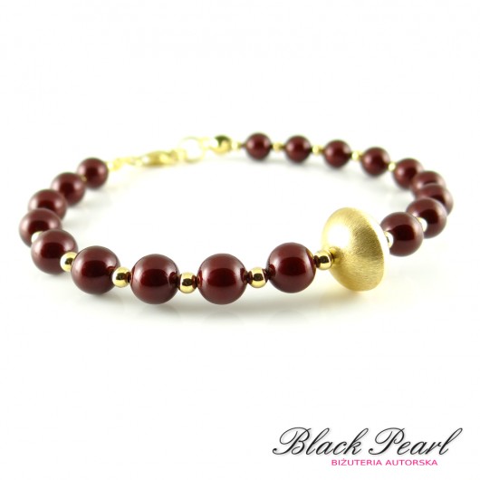 Maroon in Gold - bransoletka Black Pearl