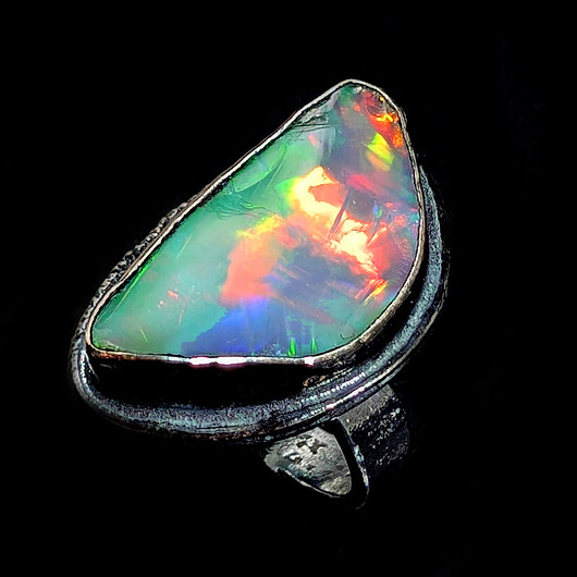 pierścionki srebrne Pierścionek rainbow colors- opal