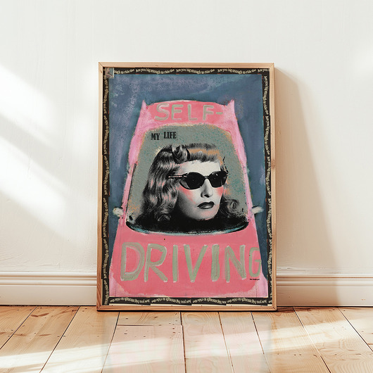 plakaty Plakat SELF DRIVING grafika dla fanki motoryzacji feministyczny plakat dla niej