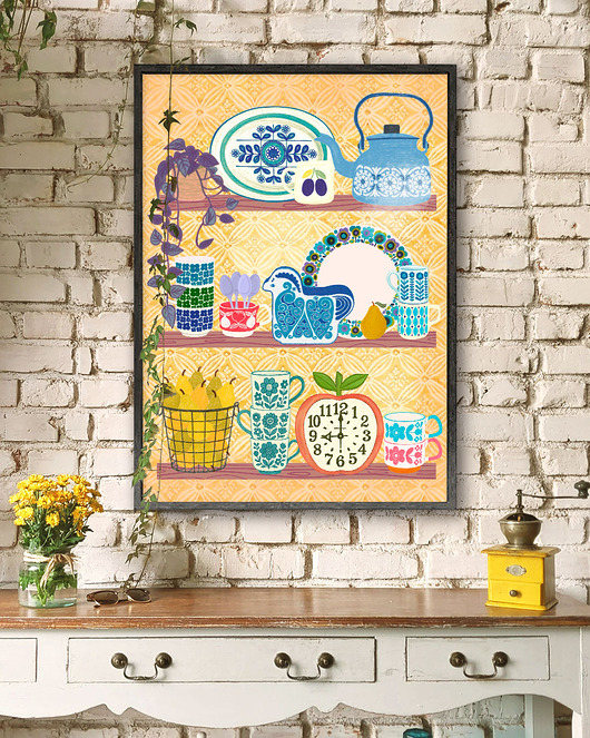 plakaty Półka w stylu ethno - plakat fine art