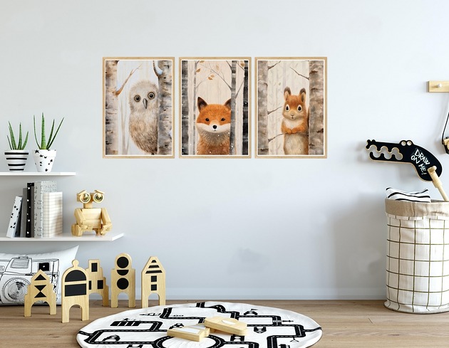 plakaty Plakaty Zwierzęta Leśne, Plakaty Na Ścianę Dla Dzieci 3 szt