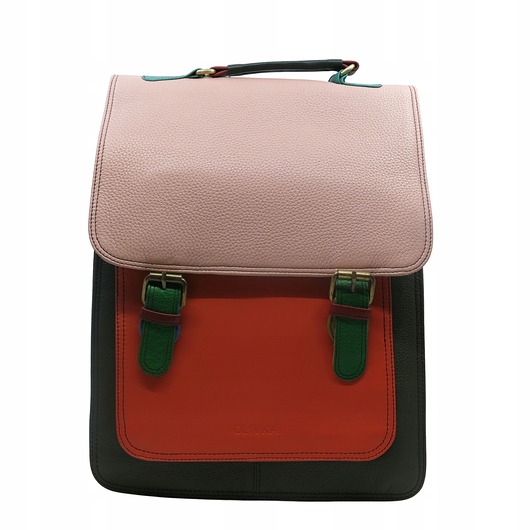 plecaki Plecak skórzany damski torebka 2w1 elegancki pojemny mieści A4 OLIVKA