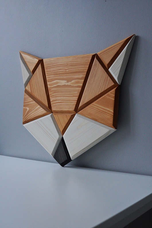 Ozdoby na ścianę Drewniany lis na ścianę