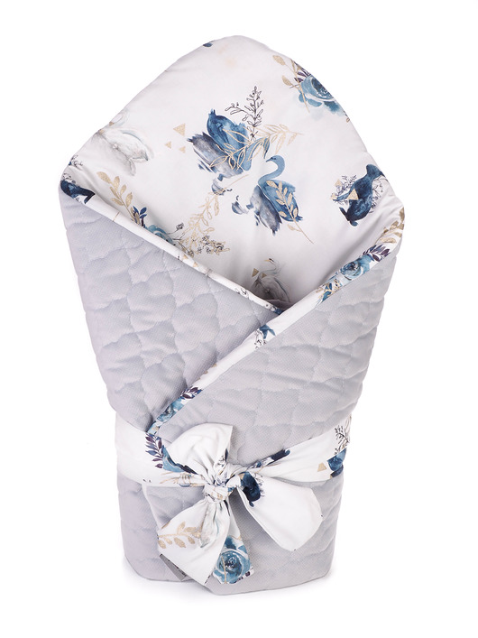 Rożek Becik Niemowlęcy - Łabędzie Gold Grey Baby Love Decor