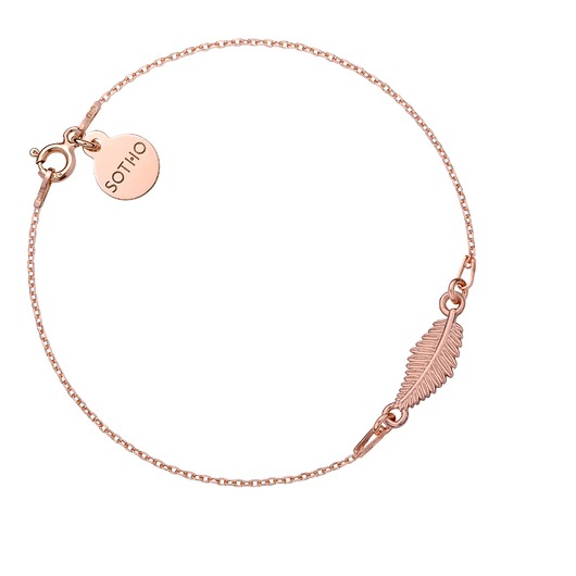 srebrne naszyjniki Bransoletka z różowego złota z liściem