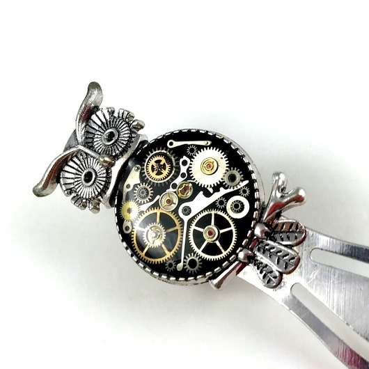 Untidy Owl - zakładka steampunk UNIKAT DROBINY CZASU