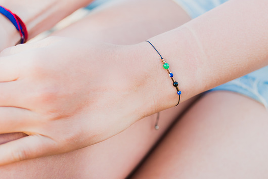 bransoletki z kamieni naturalnych Delikatna Bransoletka Zodiac Strzelec Awenturyn Lapis Lazuli Obsydian