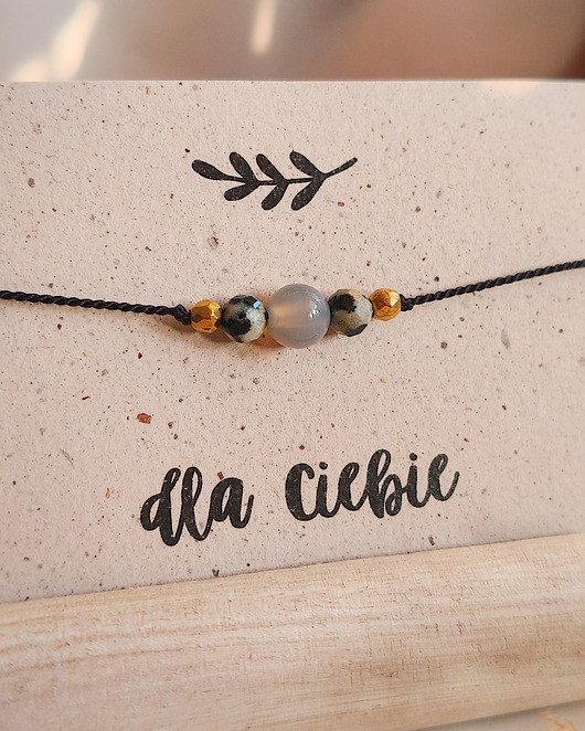 bransoletki na sznurku Bransoletka  Kwarc dymny, hematyt, jaspis dalmatyński w stylu boho