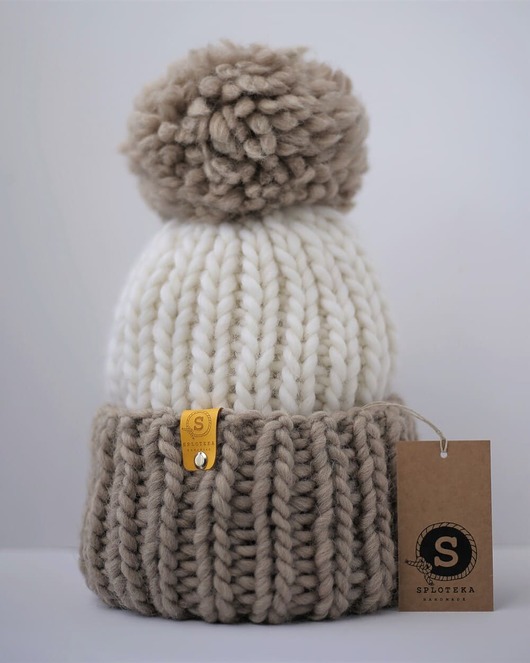 czapki damskie WOOLY POM POM wełniana czapka z dużym pomponem