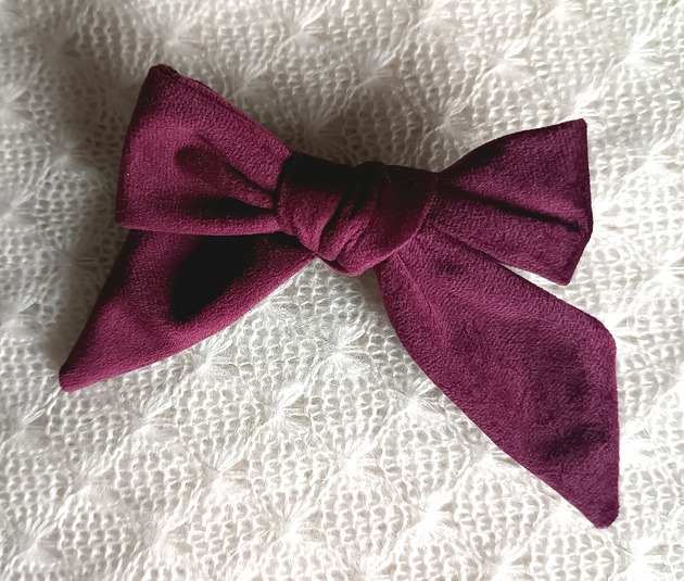 spinki i klamry do włosów Kokarda do włosów Liza welurowa welwet burgund bordo