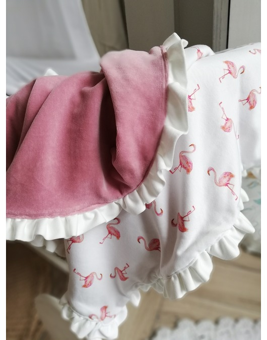 Kocyk letni niemowlaka Flamingi welur 60x75 cm Blanket Story