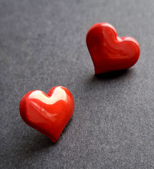 kolczyki z masy plastycznej Kolczyki ecce serce no8