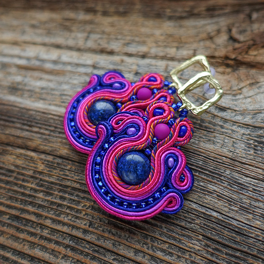 kolczyki soutache Kolczyki sutasz z lapis lazuli
