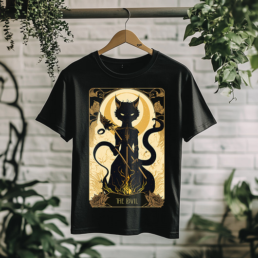 t-shirty męskie Koszulka - Kocia karta Tarota - Diabeł, The Devil #4