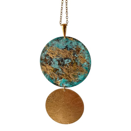 naszyjniki - inne Naszyjnik turkus i złoto z miedzi