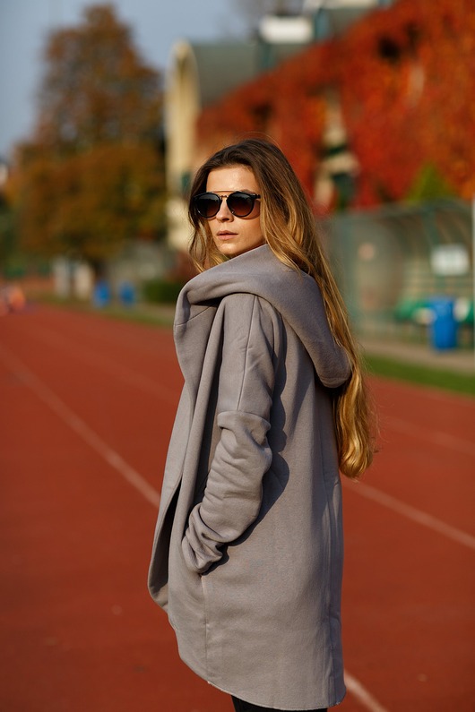 bluza z kapturem damska Peleryna do zadań specjalnych Szary Pastelowy
