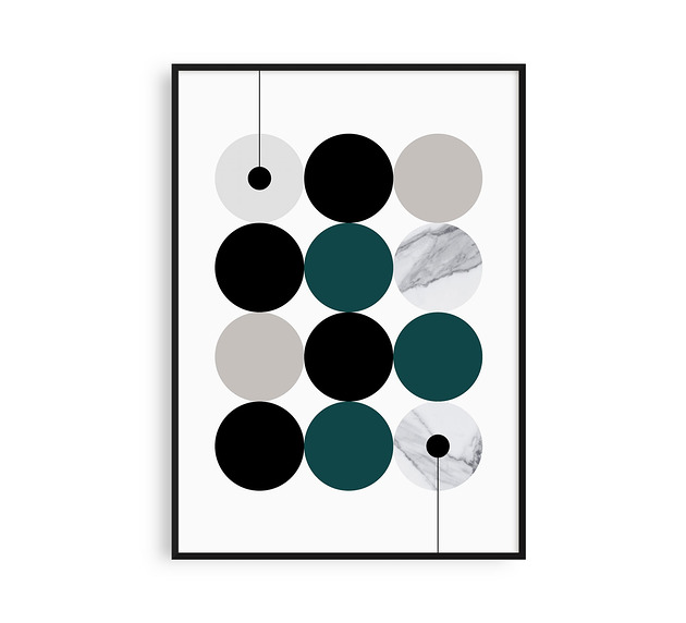 MARBLE 2 - autorski plakat z butelkową zielenią PLAKATY GEOMETRYCZNE