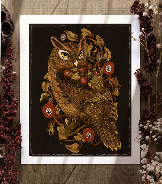 plakaty Sowa, plakat botaniczny, plakat z sową