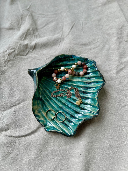 pojemniki na biżuterię Ceramiczna muszla na biżuterię turkus
