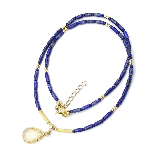 srebrne naszyjniki Naszyjnik z lapis lazuli i cytrynem /srebro/