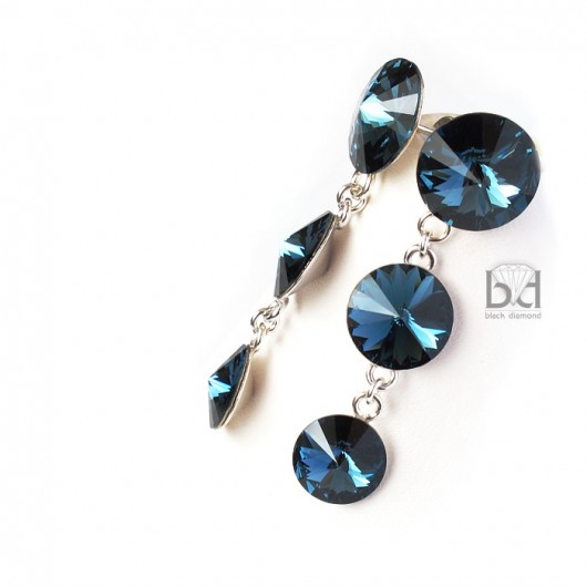 3 oczka - xxl kryształ swarovski w srebrze Black Diamond