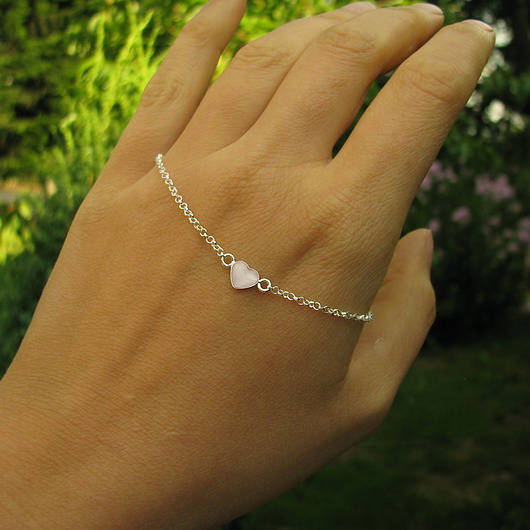 bransoletki ze szkła Bransoletka z różanym serduszkiem kryształ Swarovski