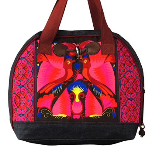 PEACE AND FREEDOM haftowana jeansowa torba etnic Bright Boho old