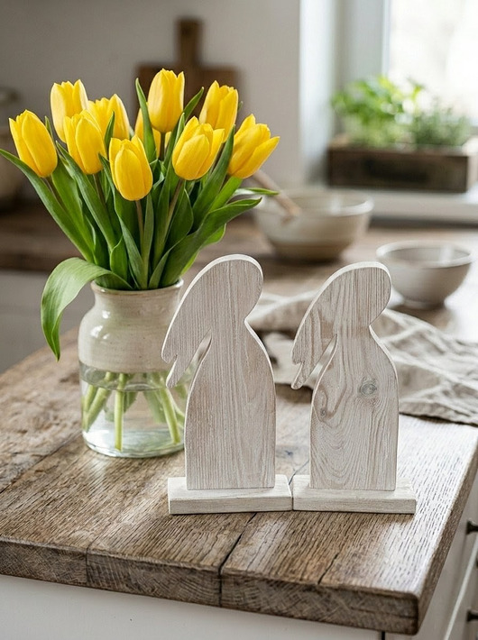 ozdoby wielkanocne Zestaw Wielkanocny Zając Drewniane Ozdoby w Stylu Skandynawskim