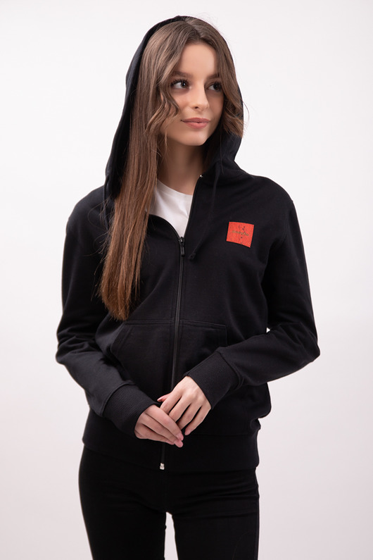 bluza z kapturem damska Bluza czarna rozpinana bawełna organiczna GOTS