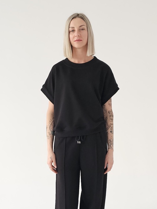 bluza bez kaptura damska Bezrękawnik oversize o pudełkowym kroju